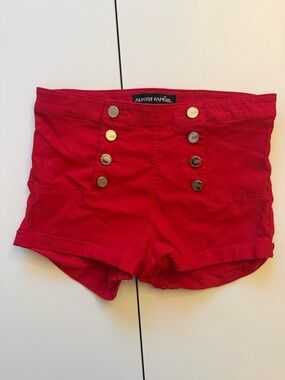 Almost Famous Bright Red High-Waist Sailor Button Shorts